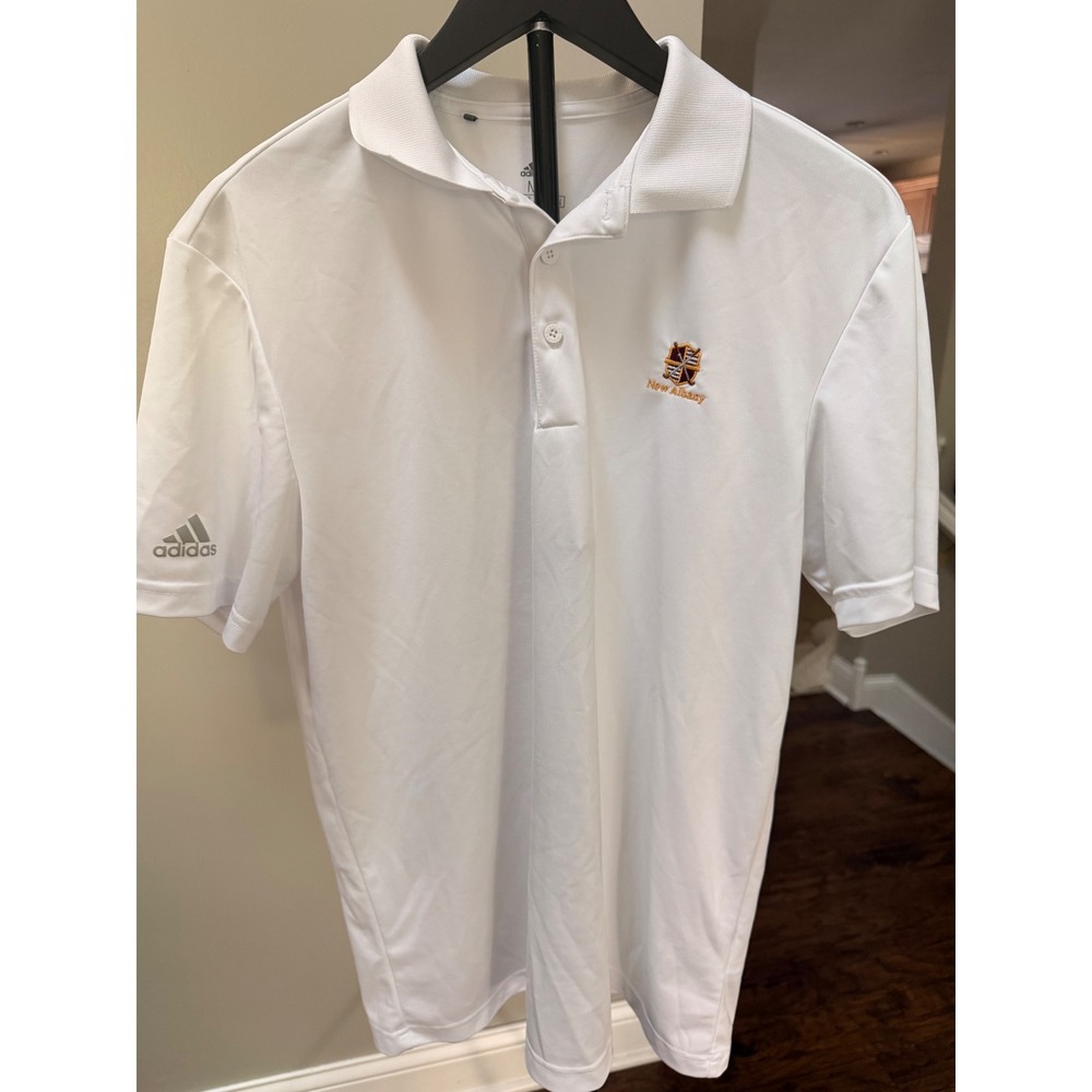 Adidas Primegreen‎ Polo Shirt Mens Medium White New Albany Golf Performance Logo